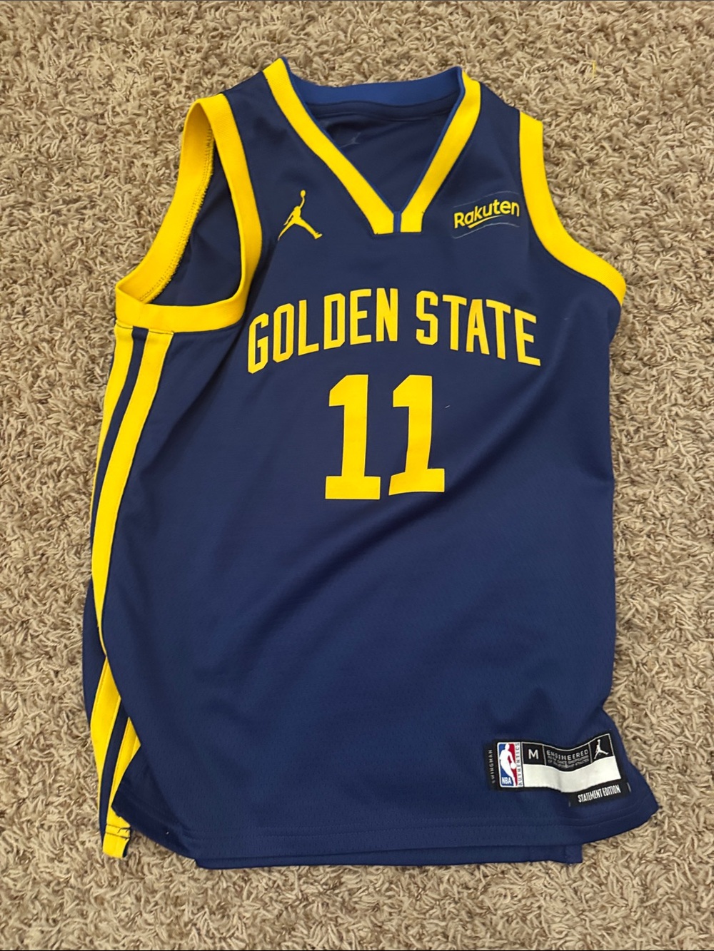 Jordan Navy and Yellow Golden State #11 Basketball Jersey